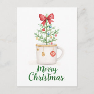 Cartão Postal De Festividades Caneca de Água-forte Minimalista Natal