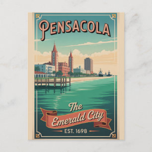 Cartão Postal De Festividades Canetas Pensacola Flórida Viagem Retro