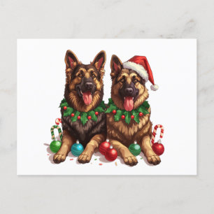 Cartão Postal De Festividades Caninos de German shepherd de Natal