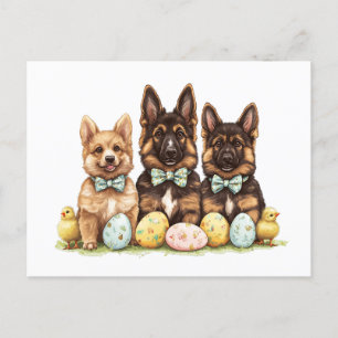 Cartão Postal De Festividades Caninos do German shepherd da páscoa