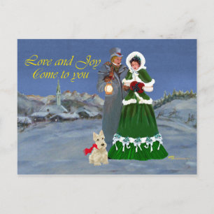 Cartão Postal De Festividades Cantos de Natal de Scottish Terriers