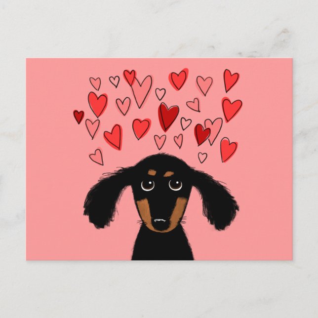 Cartão Postal De Festividades Cão bonito dos desenhos animados do Dachshund com (Frente)