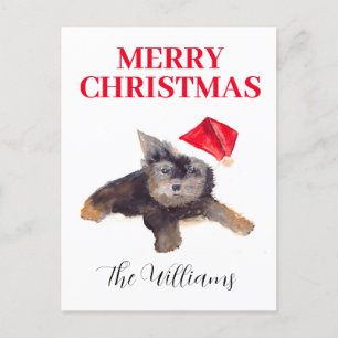 Cartão Postal De Festividades Cão Feliz de Natal Pet Elegante