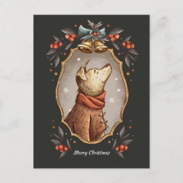 Cartão Postal De Festividades Cão Vintage Clássico de Natal