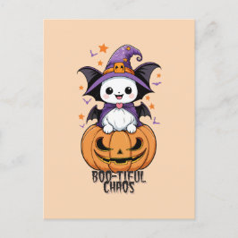 Cartão Postal De Festividades Caos Bonitos | Morcegos, Chapéus e Abóboras