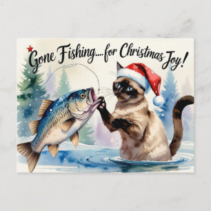 Cartão Postal De Festividades Capas de Pesca Temem Natal para amantes de Gato