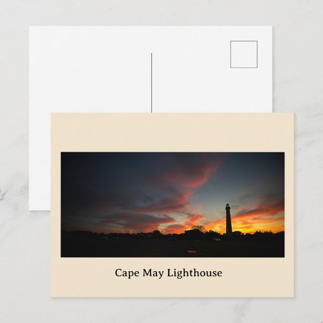 Cartão Postal De Festividades Cape May Lighthouse Sunset Postcard (Frente/Verso)