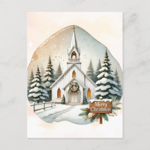 Cartão Postal De Festividades Capela Branca de Countryside Cena de Natal da No