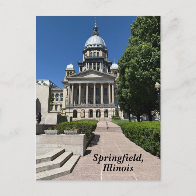 Cartão Postal De Festividades Capitólio estadual de Illinois em Springfield (Frente)