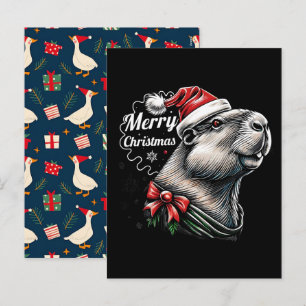 Cartão Postal De Festividades Capivara se exibindo no Natal do Papai Noel – Féri