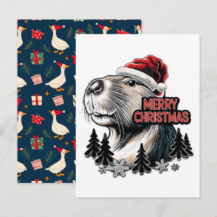 Cartão Postal De Festividades Capivara se exibindo no Natal do Papai Noel – Féri
