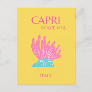 Cartão Postal De Festividades Capri Dolce Vita, Viagem art, amarelo