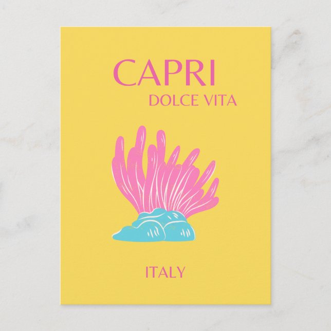 Cartão Postal De Festividades Capri Dolce Vita, Viagem art, amarelo (Frente)