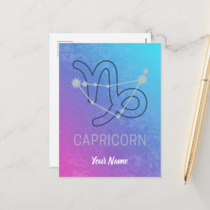 Cartão Postal De Festividades Capricórnio Zodiac - Sinal de Estrela - Constelaçã