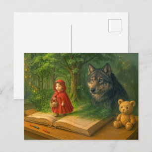 Cartão Postal De Festividades Capuz Vermelho em quarto mágico de crianças