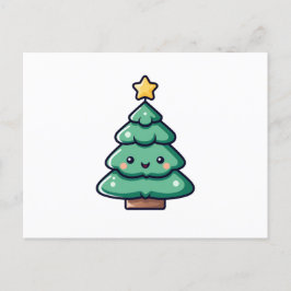 Cartão Postal De Festividades Caractere de Árvore de Natal Bonita Adorável