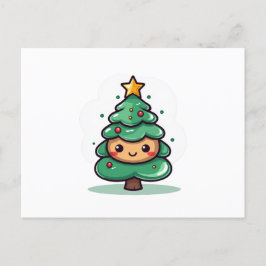 Cartão Postal De Festividades Caractere de Árvore de Natal Bonita Adorável