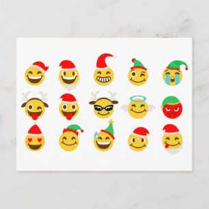 Cartão Postal De Festividades caras felizes do emoji do xmas