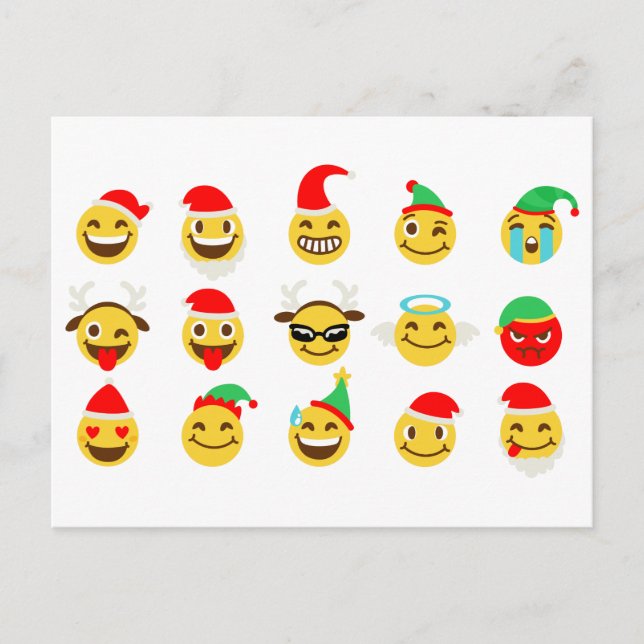 Cartão Postal De Festividades caras felizes do emoji do xmas (Frente)