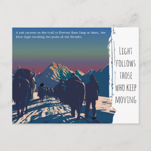 Cartão Postal De Festividades Caravana de Iaques ao Amanhecer Everest Motivacion
