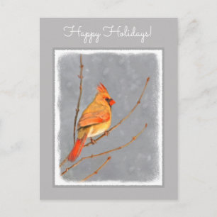 Cartão Postal De Festividades Cardeal para pintura de galho - Arte original de p