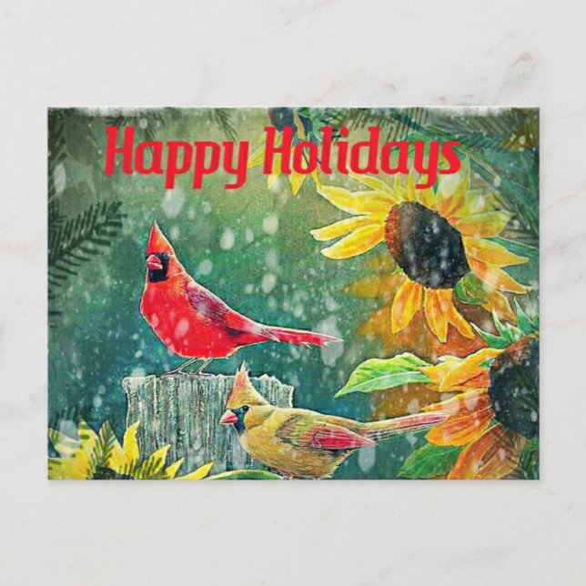 Cartão Postal De Festividades Cardinals Holiday Card (Frente)