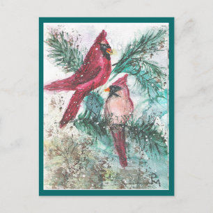 Cartão Postal De Festividades Cardinals Holiday Card