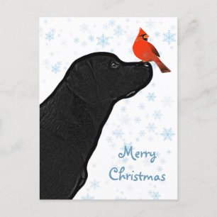 Cartão Postal De Festividades Cardinho de Natal do Black Lab - Cachorro Labrador