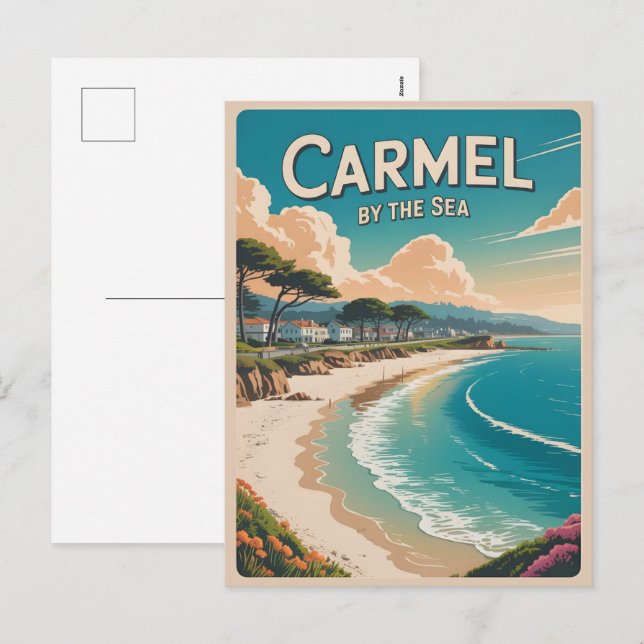 Cartão Postal De Festividades Carmel pela costa pacifica da califórnia da praia  (Frente/Verso)