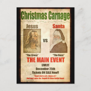 Cartão Postal De Festividades Carnificina de Natal Jesus vs Papais noeis postais