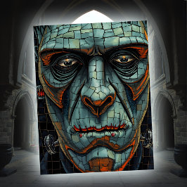 Cartão Postal De Festividades Caro Frankenstein Monster Crackled Face Fechado