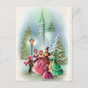 Cartão Postal De Festividades Carolers de natais vintages Carolers de Férias Car