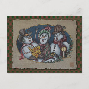 Cartão Postal De Festividades Carolers do Natal dos bonecos de neve