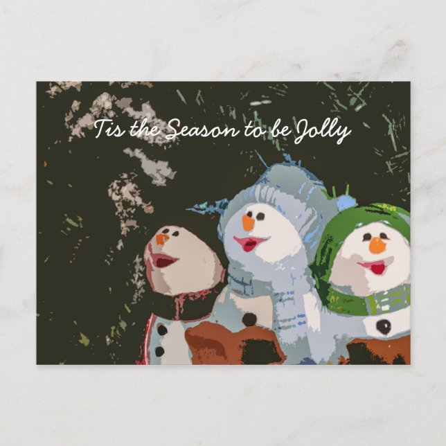 Cartão Postal De Festividades Caroling Christmas Snowmen (Frente)