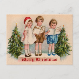 Cartão Postal De Festividades Caroling Kids Victorian Vintage Postcard