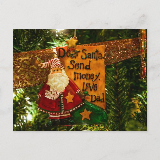 Cartão Postal De Festividades Caros Papais noeis Enviam Dinheiro (Frente)