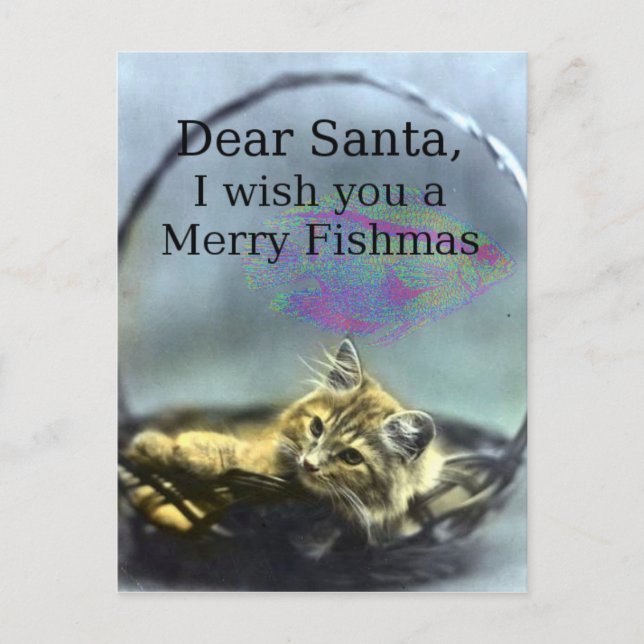 Cartão Postal De Festividades Caros Papais noeis Felizes Fishmas (Frente)