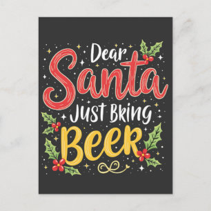 Cartão Postal De Festividades Caros Papais noeis, Tragam A Cláusula Beer Santa