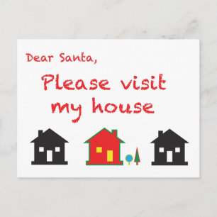 Cartão Postal De Festividades Caros Papais noeis, Visitem Minha Casa