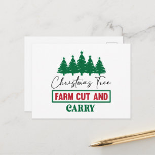 Cartão Postal De Festividades Carregar de corte de fazenda da árvore de Natal