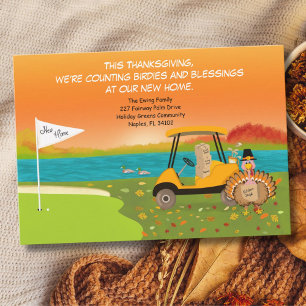Cartão Postal De Festividades Carrinho de Golfe de Ação de Graças Com Caixas de