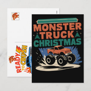Cartão Postal De Festividades Carro de Caminhão Monstro para Menino de Aniversár
