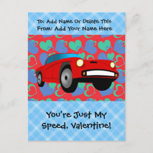Cartão Postal De Festividades Carro de Corrida do namorados