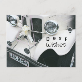 Cartão Postal De Festividades Carro Elegante de Casamento Negro e Branco