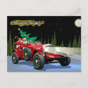 Cartão Postal De Festividades Carro vintage de Natal