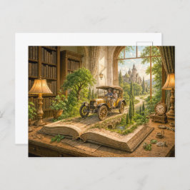 Cartão Postal De Festividades Carros vintage da página do storybook