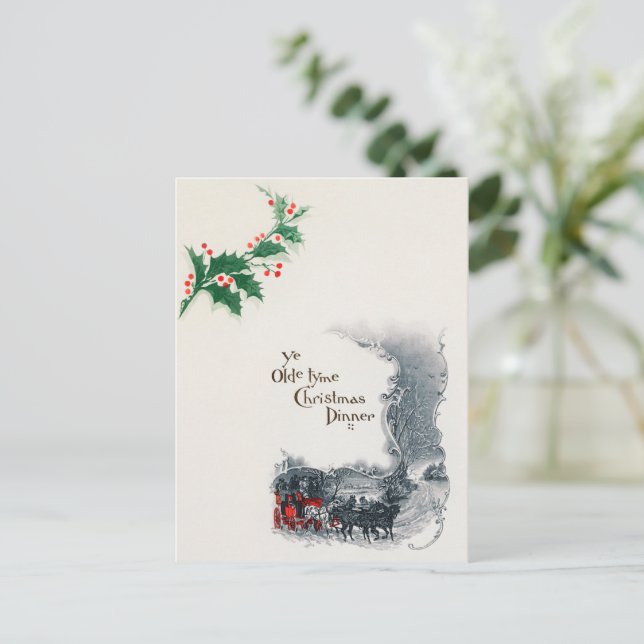 Cartão Postal De Festividades Carruagem de cavalos de Natal (Em pé/Frente)