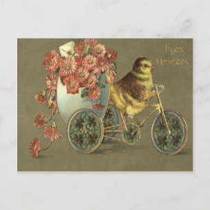 Cartão Postal De Festividades Carta de amor da bicicleta do crisântemo do ovo d