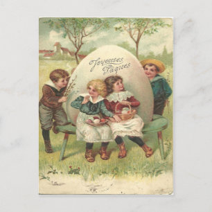 Cartão Postal De Festividades Cartão 1905 da páscoa de Joyouses Paques do