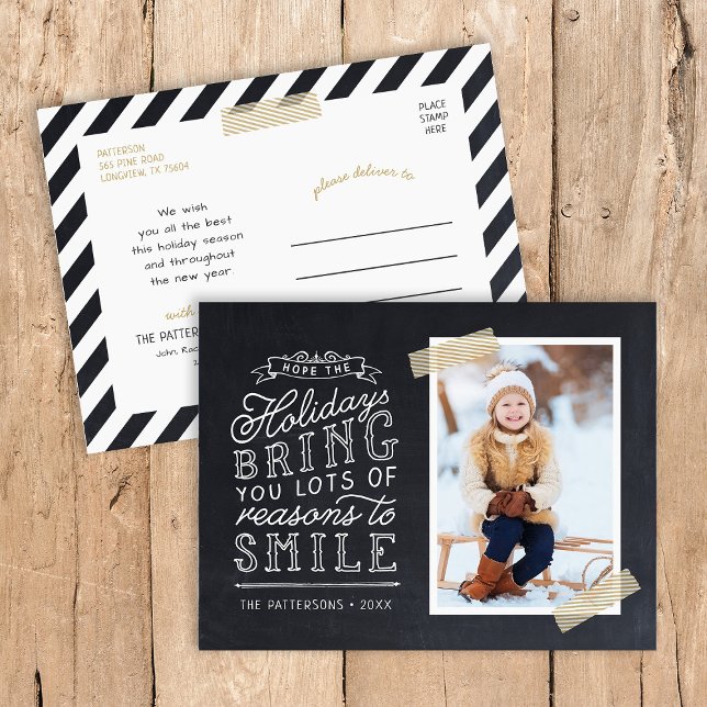 Cartão Postal De Festividades Cartão com fotos de Feriado com Letra de Quadro Ch (Criador carregado)